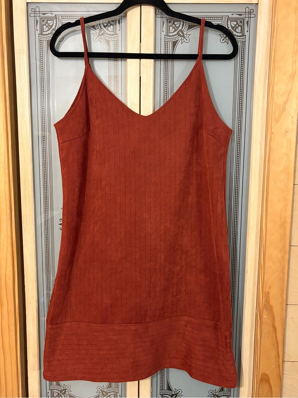 fab'rik Ribbed Rust-Tone Slip Dress